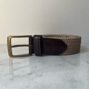 Dockers Men’s Beige Braided Golf Belt Leather Tip, Gold Buckle 38/95